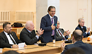 Справа налево: директор Эрмитажа М.Б. Пиотровский, чрезвычайный и уполномоченный посол Египта в РФ - Ихаб Наср, Усама Эль-Серуи, президент АНИ - Пензин В.П.